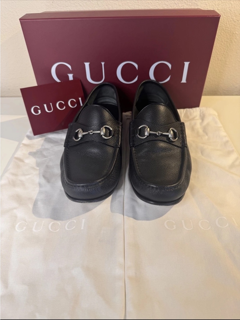Gucci Calfskin Mens 1953 Horsebit Loafers Size US 9.5 Black